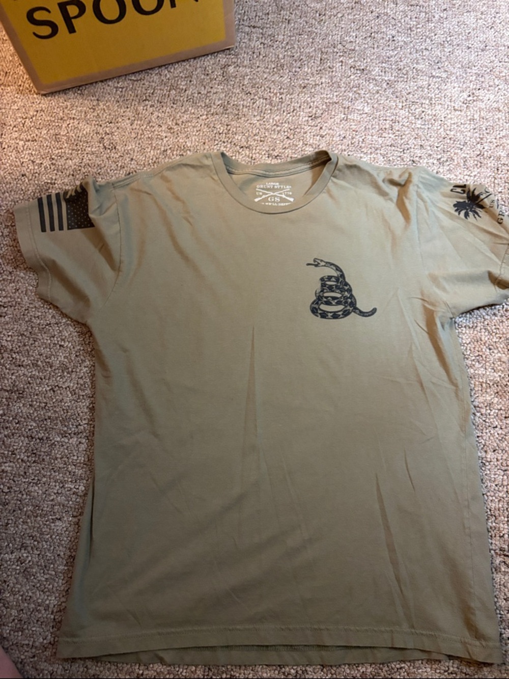 Grunt Style Olive Green Short Sleeve Tee with Black Snake Graphic
